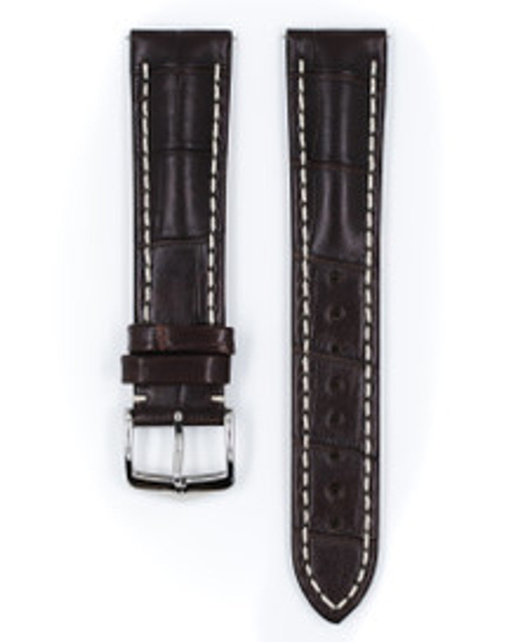 HIRSCH CAPITANO Louisiana Matte Alligator Watchband, Water Resistant - 22x18mm only 051 07 - Brown