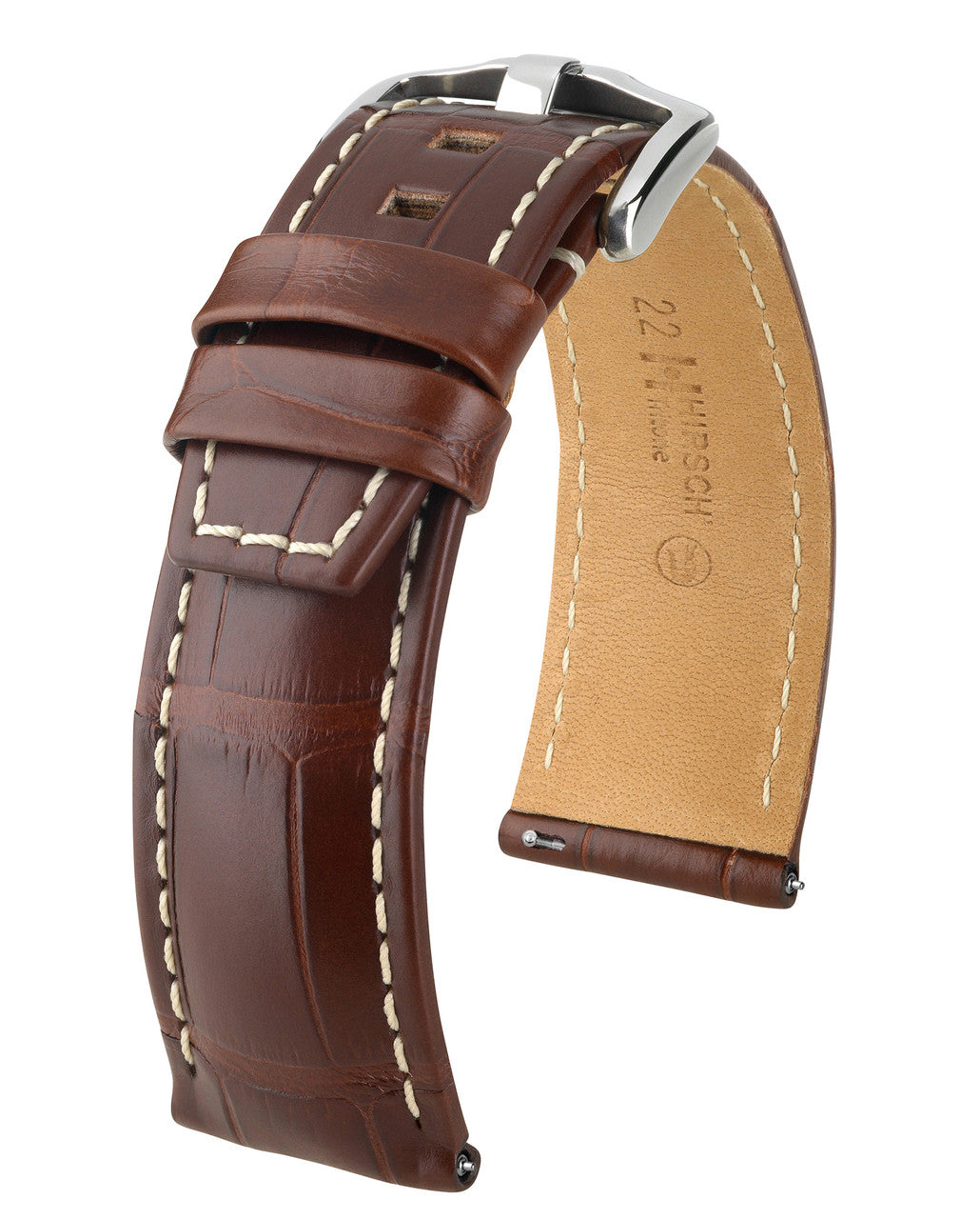 HIRSCH TRITONE Genuine Matte Louisiana Alligator Watchband 086 07 - Brown