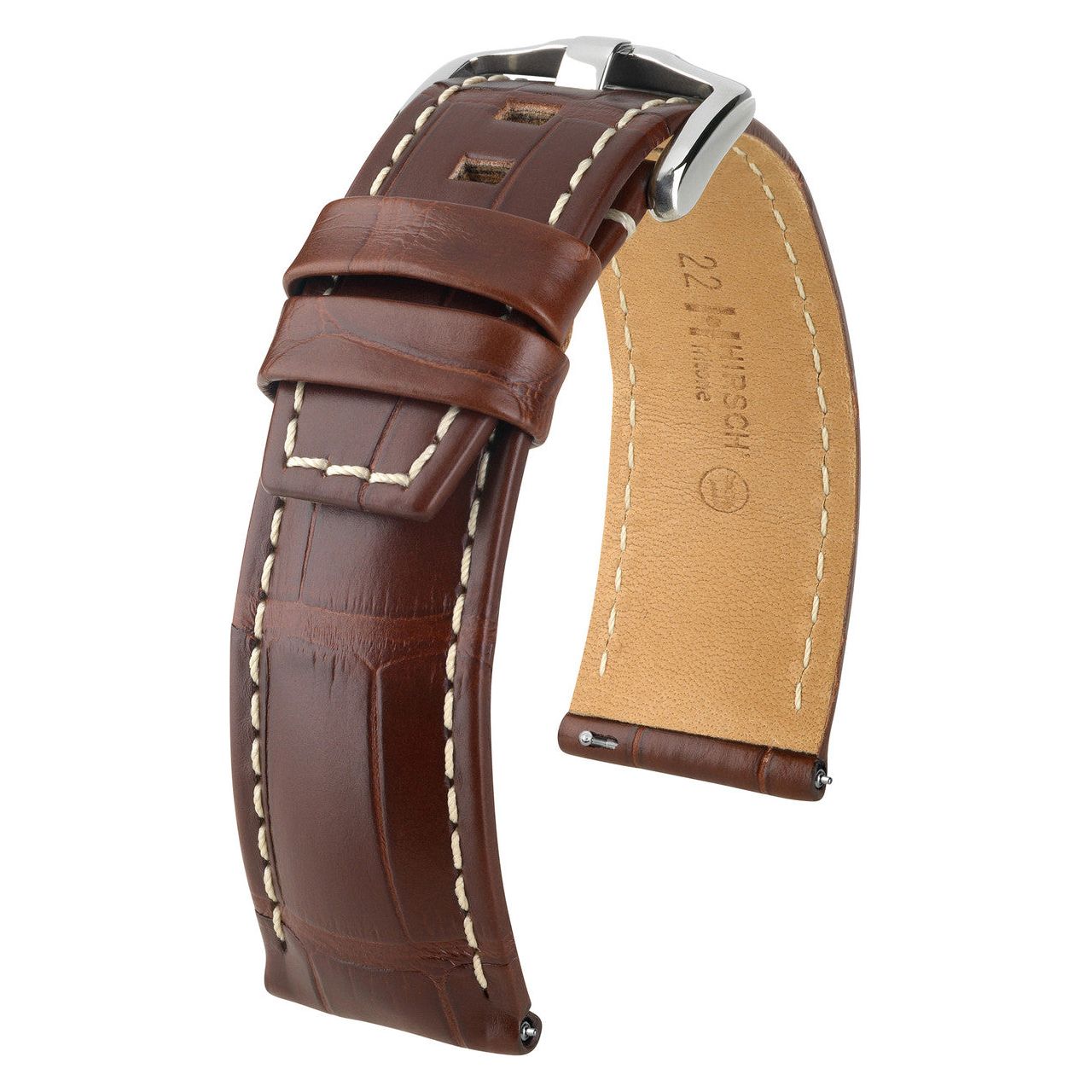 Brown HIRSCH TRITONE Genuine Matte Louisiana Alligator Watchband 086 07