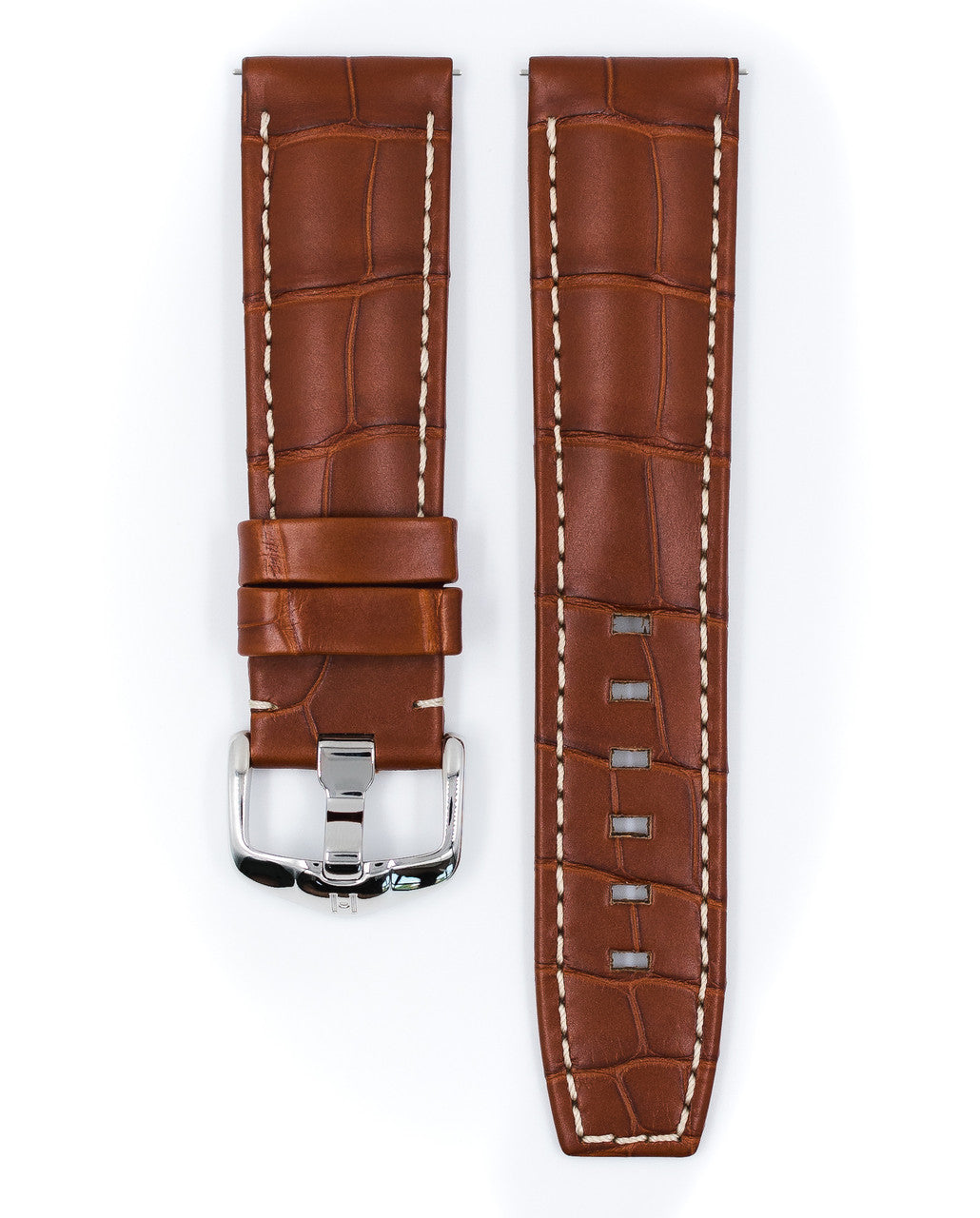 Hirsch TRITONE Genuine Matte Louisiana Alligator Watchband - Gold Brown - view 2