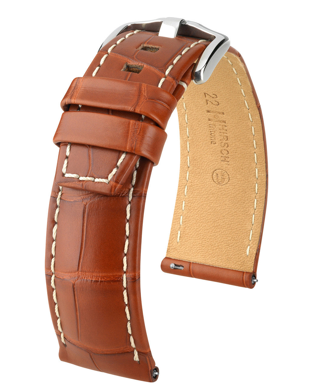 Hirsch TRITONE Genuine Matte Louisiana Alligator Watchband - Gold Brown