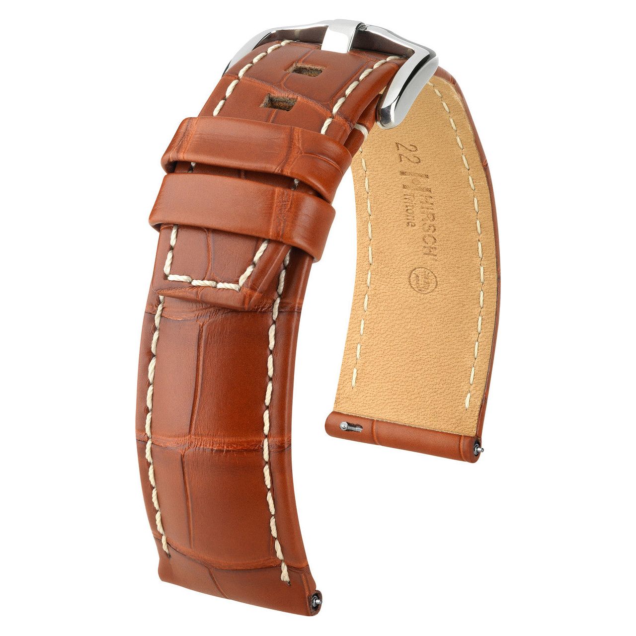 Gold Brown HIRSCH TRITONE Genuine Matte Louisiana Alligator Watchband 086 07