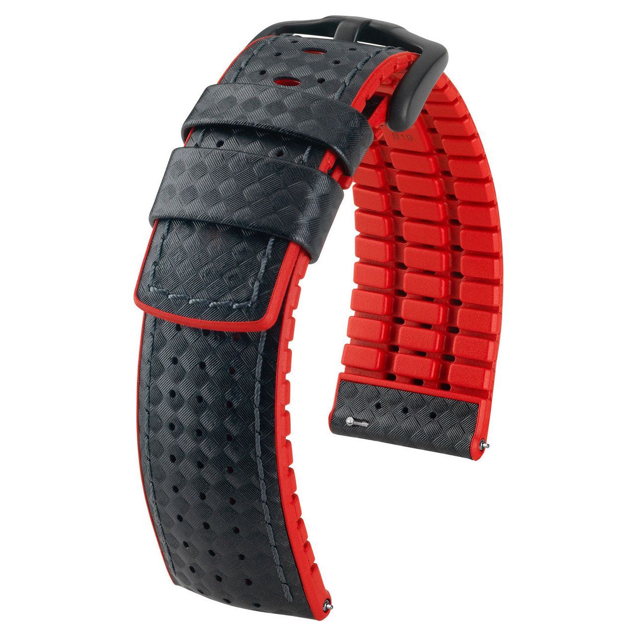 Black &amp; Red HIRSCH AYRTON Performance Calfskin Watch band 091 80 92