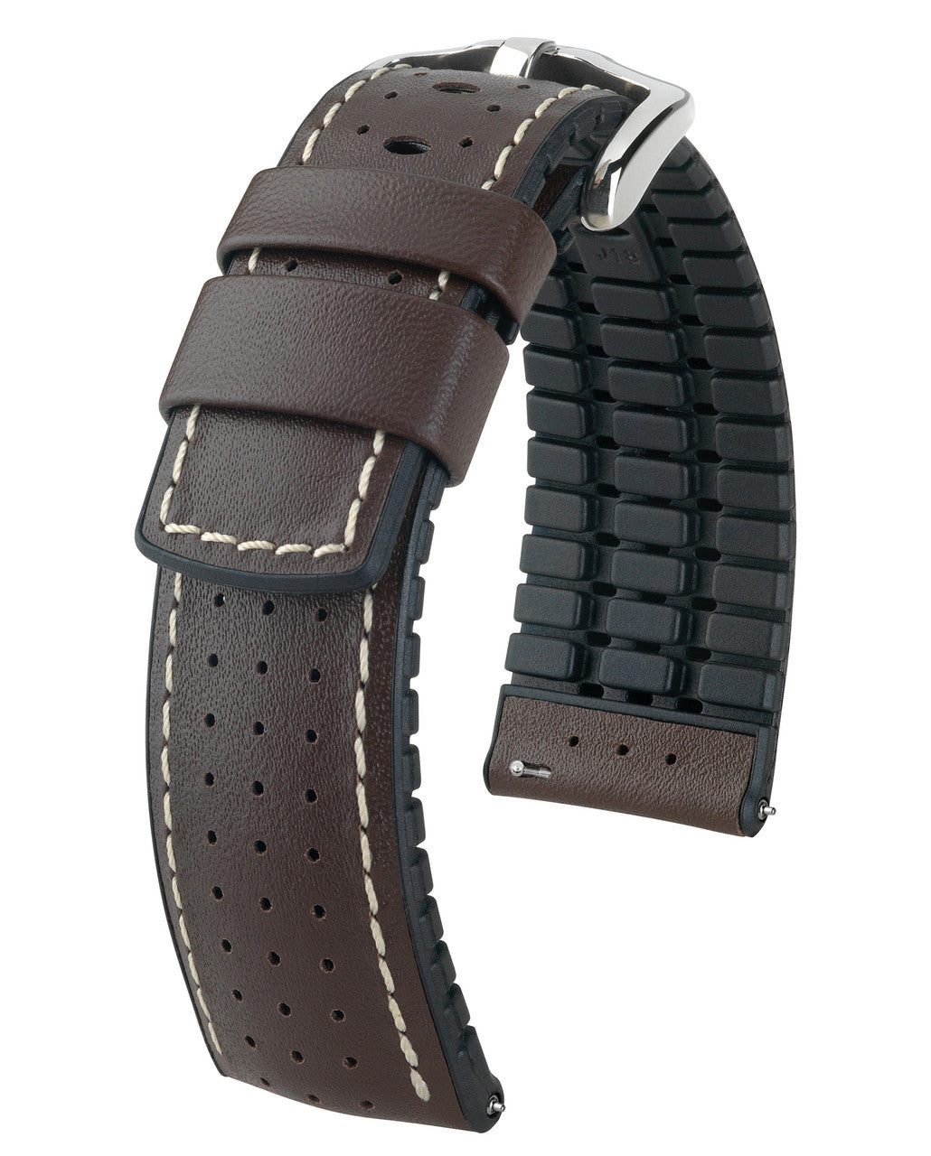 Hirsch TIGER Performance Calfskin Watch Band 75 - Brown