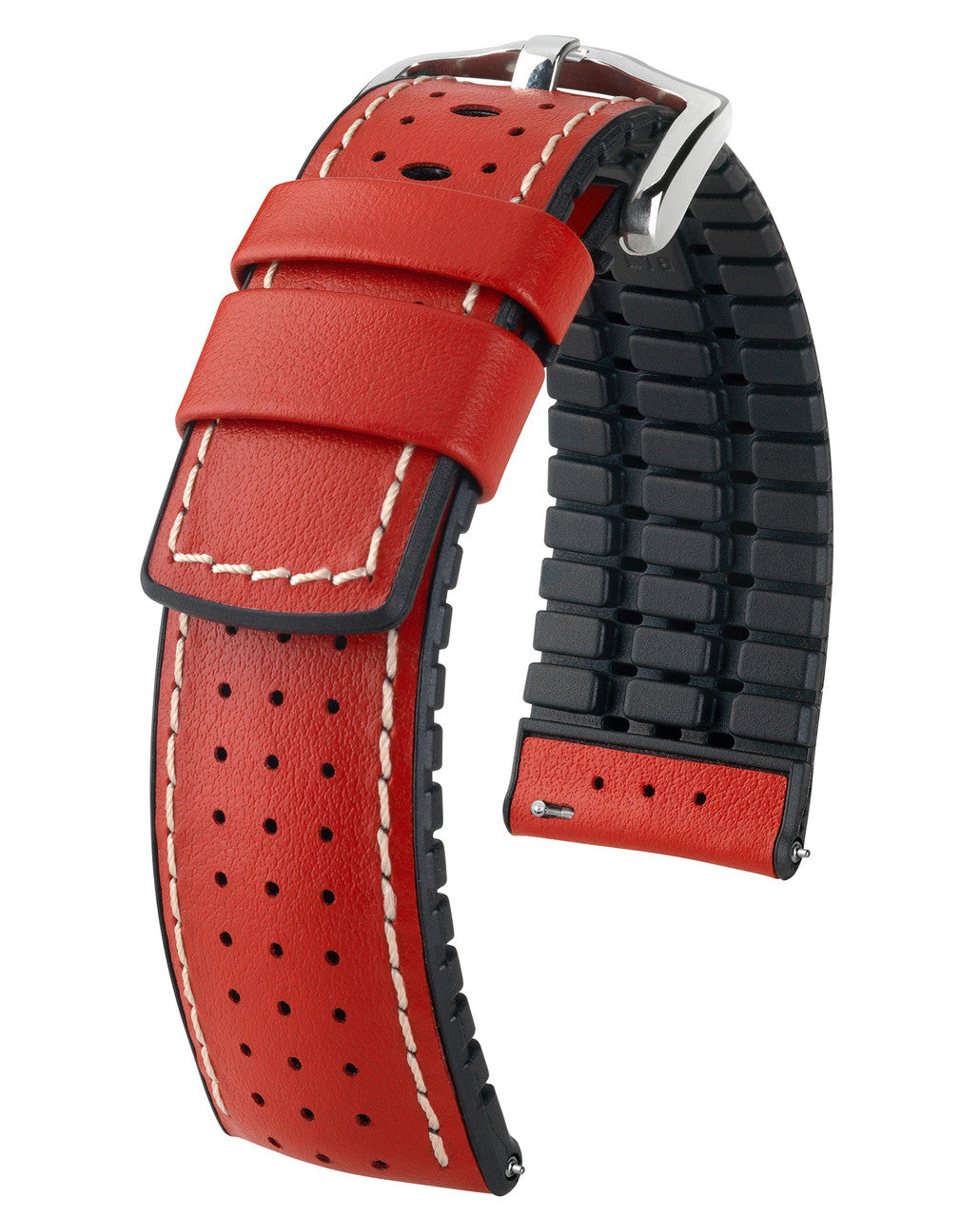 Hirsch TIGER Performance Calfskin Watch Band 75 - Red
