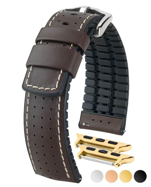 Hirsch TIGER Performance Calfskin Watch Band 75 - Brown - view 2