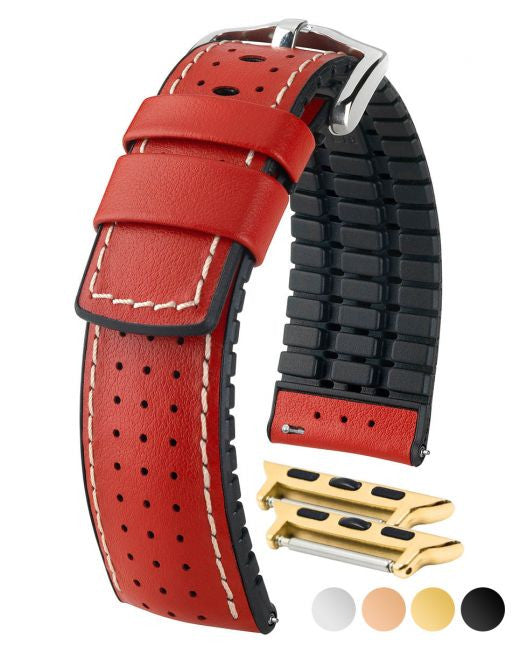 Hirsch TIGER Performance Calfskin Watch Band 75 - Red - view 2