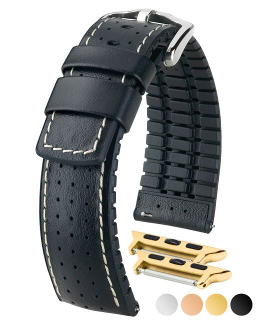 Hirsch TIGER Performance Calfskin Watch Band 75 - Black - view 2