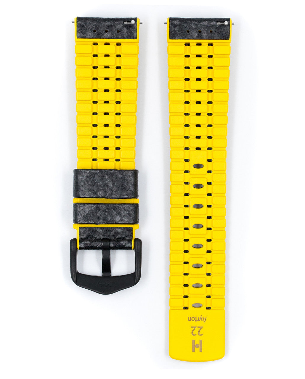 HIRSCH AYRTON Performance Calfskin Watch Band 091 72 92 - Black w/Yellow