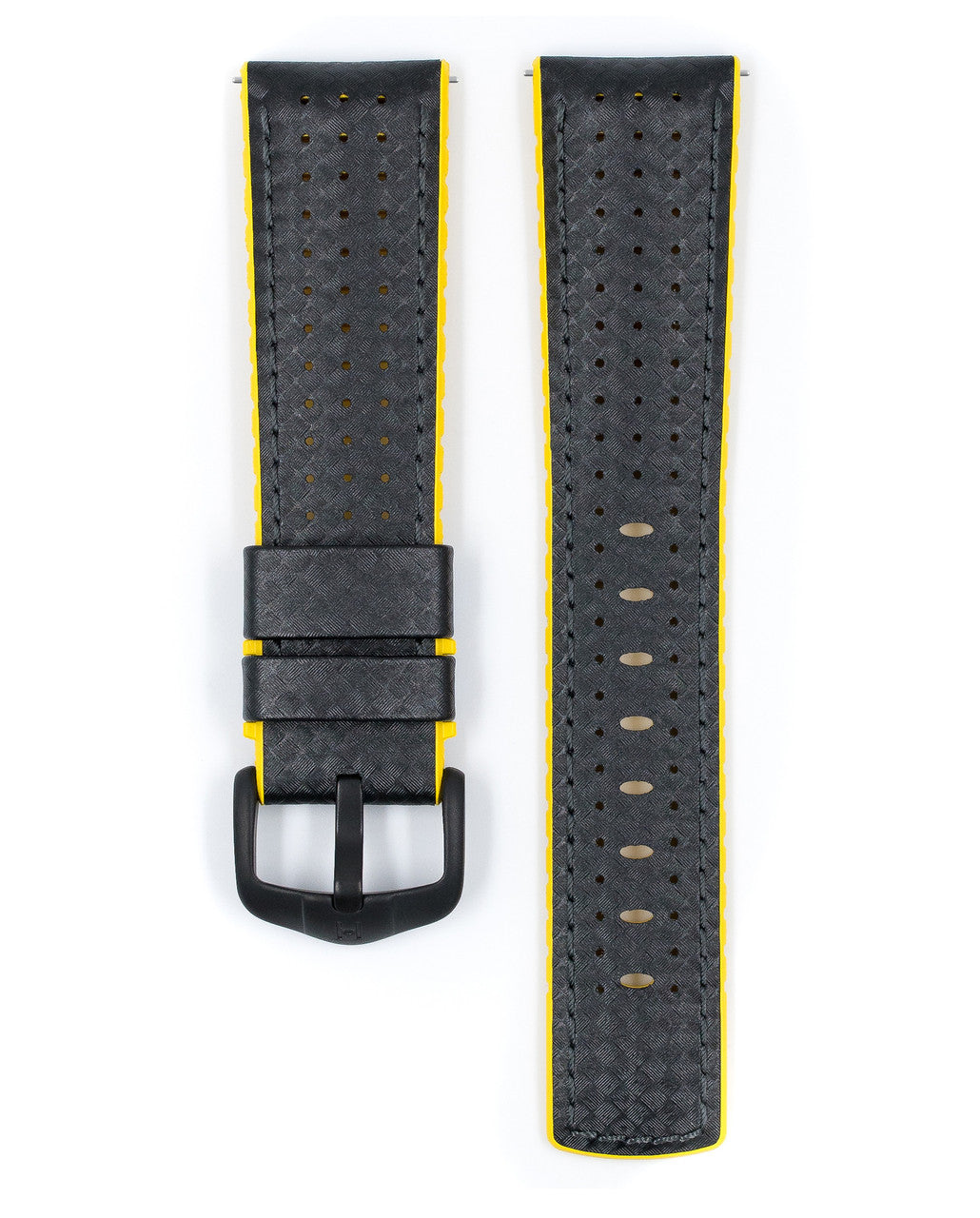 HIRSCH AYRTON Performance Calfskin Watch Band 091 72 92 - Black w/Yellow