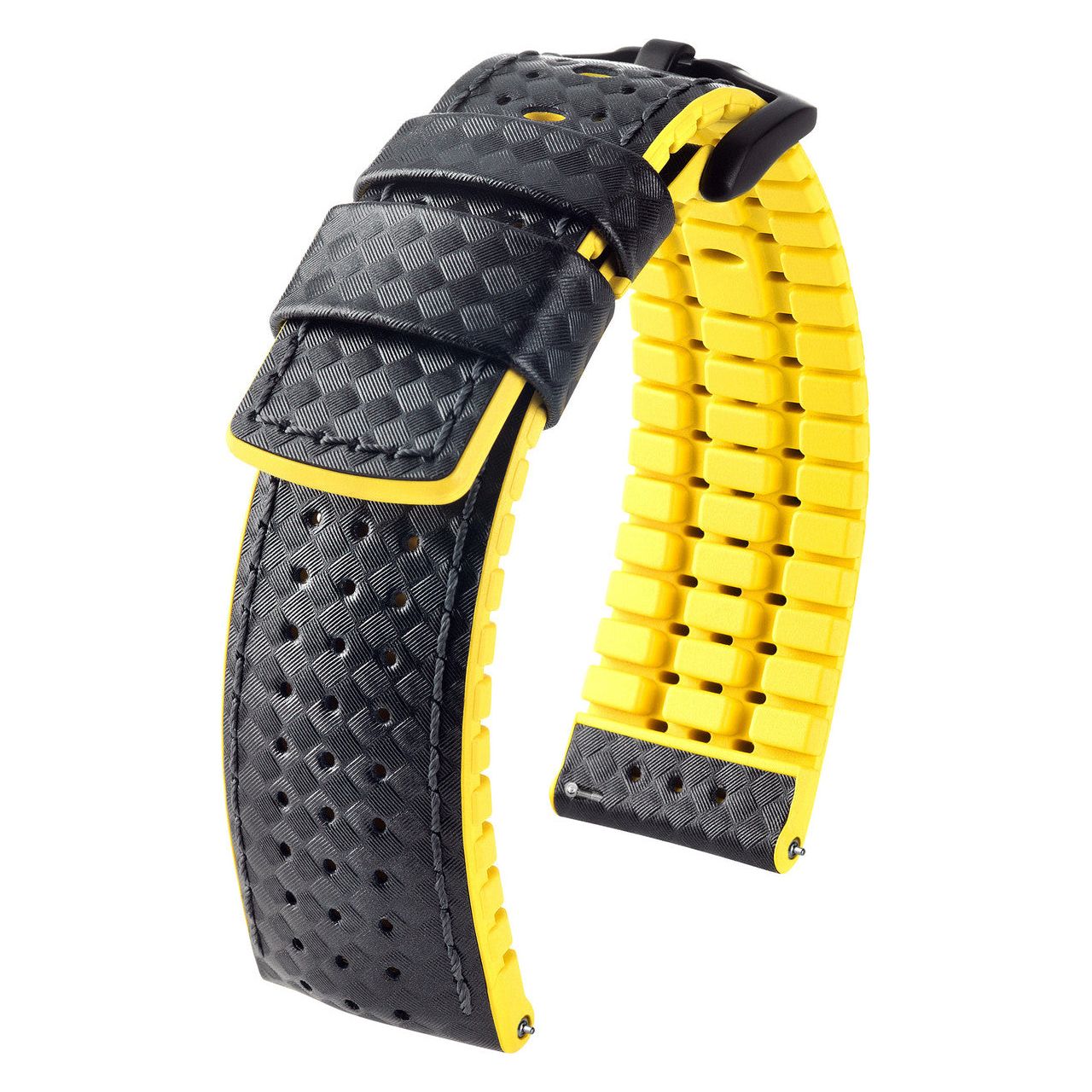 Black &amp; Yellow HIRSCH AYRTON Performance Calfskin Watch band 091 80 92