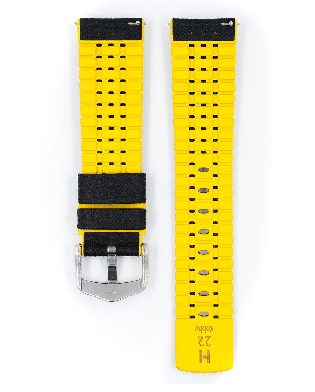 HIRSCH ROBBY Performance Calfskin Watch Band 091 72 94 - Black w/Yellow