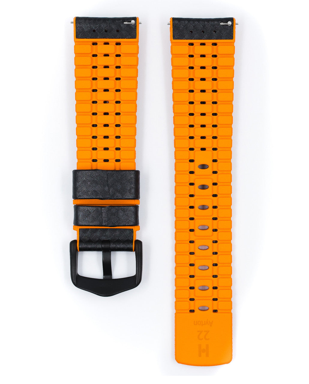 HIRSCH AYRTON Performance Calfskin Watch Band 091 76 92 - Black w/Orange