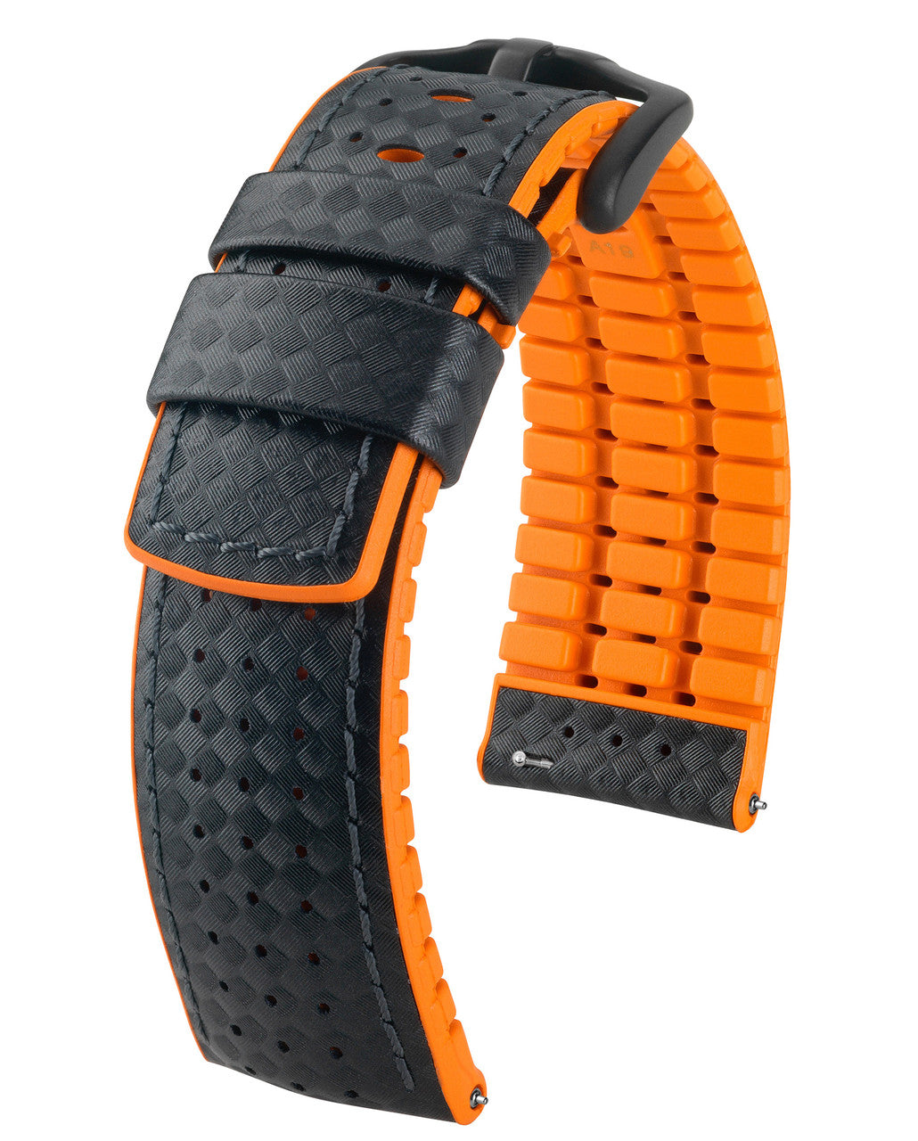 HIRSCH AYRTON Performance Calfskin Watch Band 091 76 92 - Black w/Orange