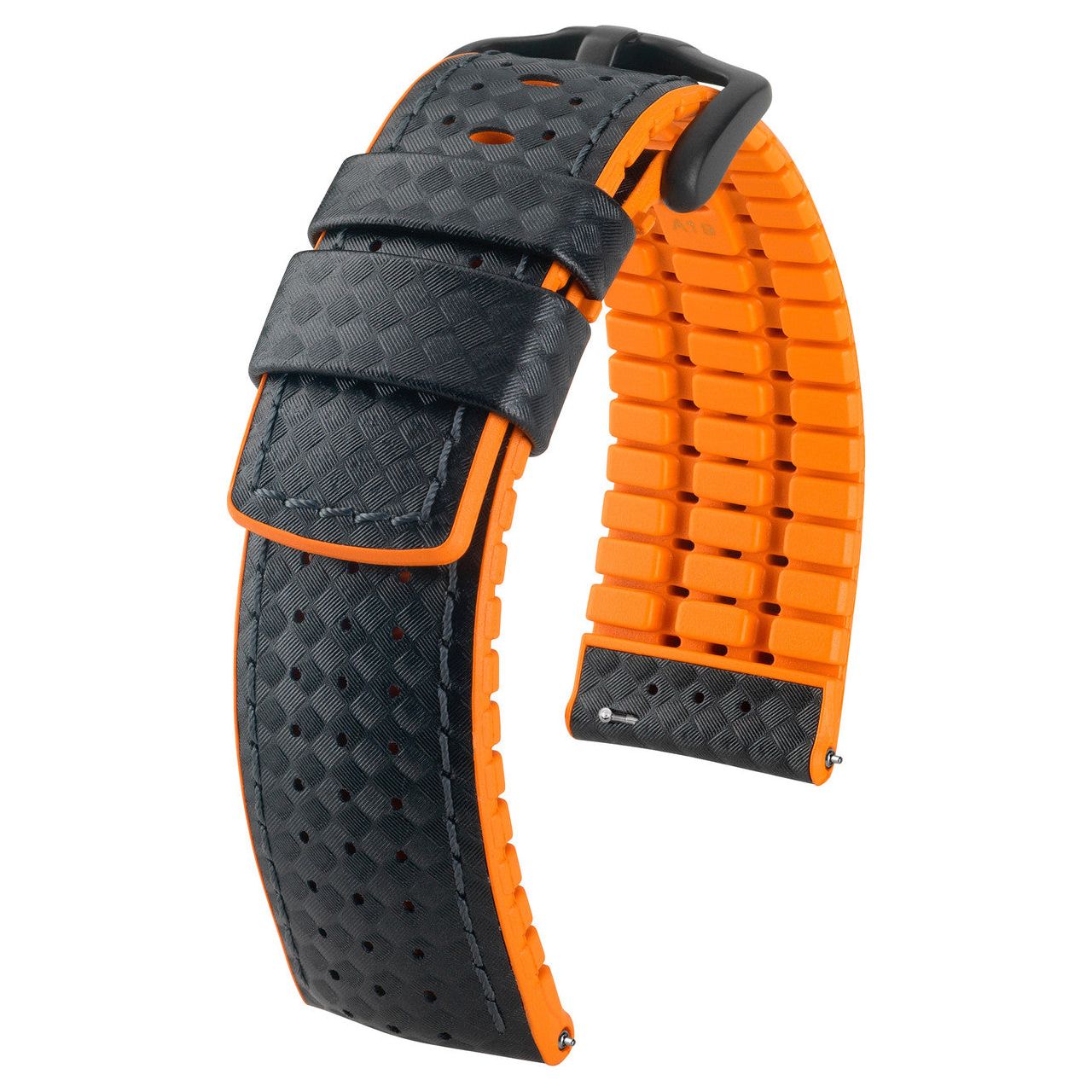 Black &amp; Orange HIRSCH AYRTON Performance Calfskin Watch band 091 80 92