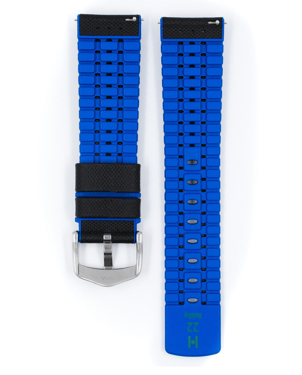 Hirsch ROBBY Performance Calfskin Watch Band 94 - Black w/Blue - view 3