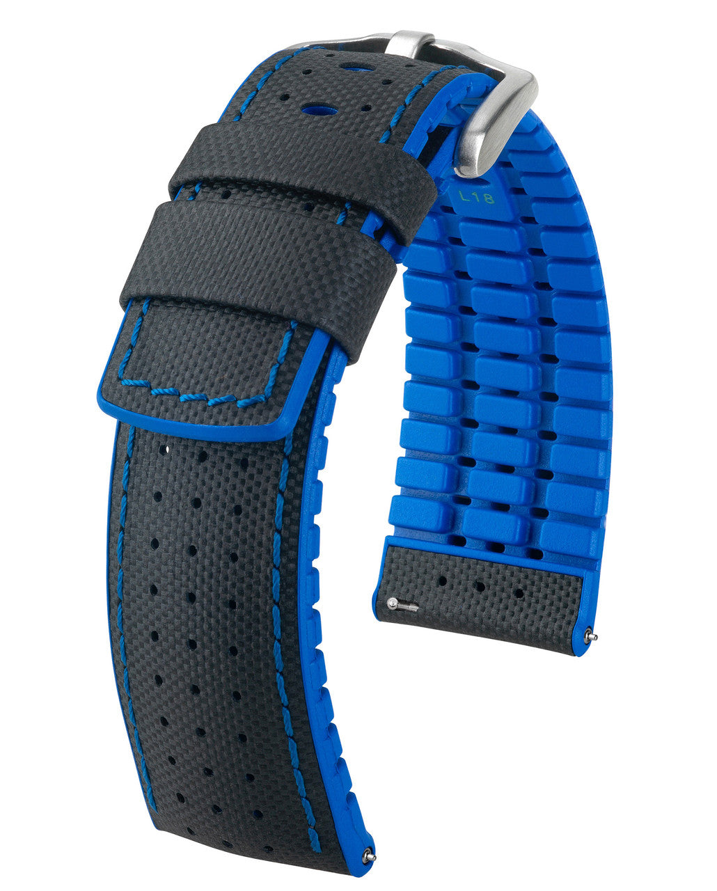 HIRSCH ROBBY Performance Calfskin Watch Band 091 80 94 - Black w/Blue