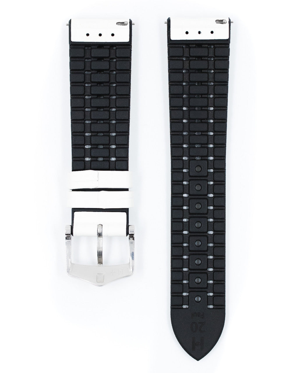 HIRSCH PAUL Performance Alligator Embossed Calfskin Watch Band 092 50 28 - White