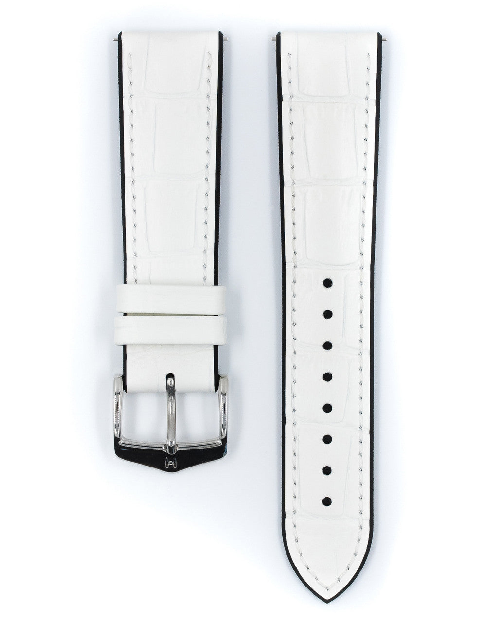 HIRSCH PAUL Performance Alligator Embossed Calfskin Watch Band 092 50 28 - White