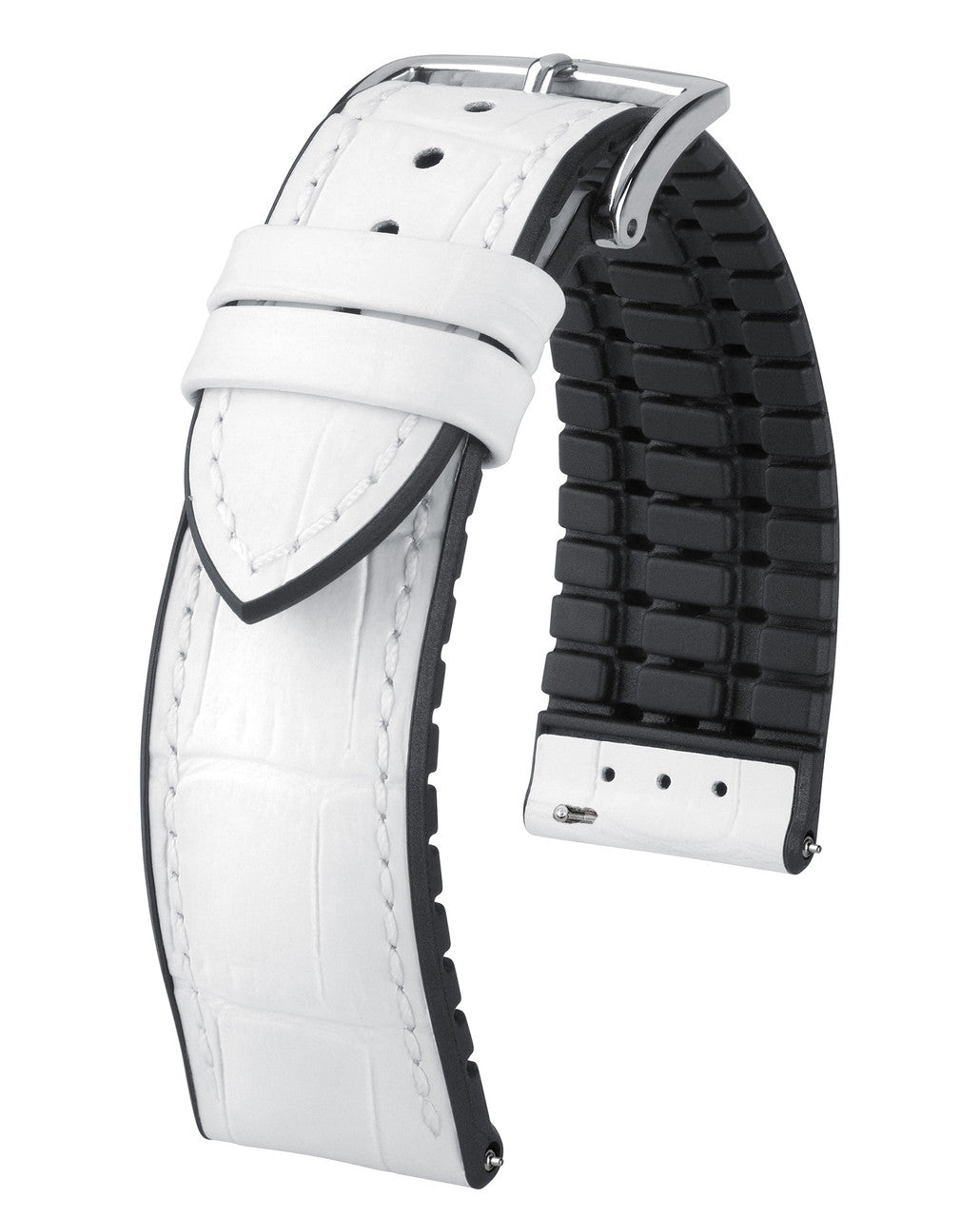 HIRSCH PAUL Performance Alligator Embossed Calfskin Watch Band 092 50 28 - White