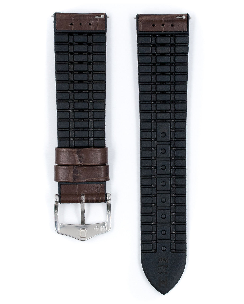 HIRSCH PAUL Performance Alligator Embossed Calfskin Watch Band 092 50 28 - Brown