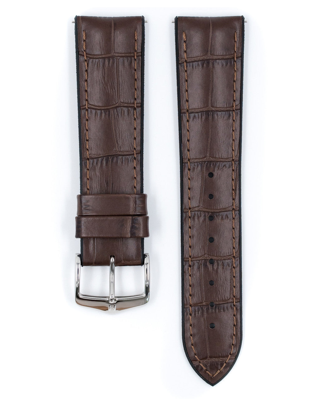 HIRSCH PAUL Performance Alligator Embossed Calfskin Watch Band 092 50 28 - Brown