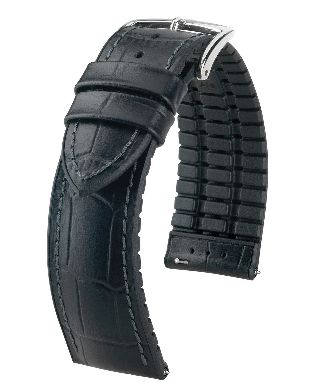 Hirsch PAUL Performance Alligator Embossed Calfskin Watch Band 28 - Black