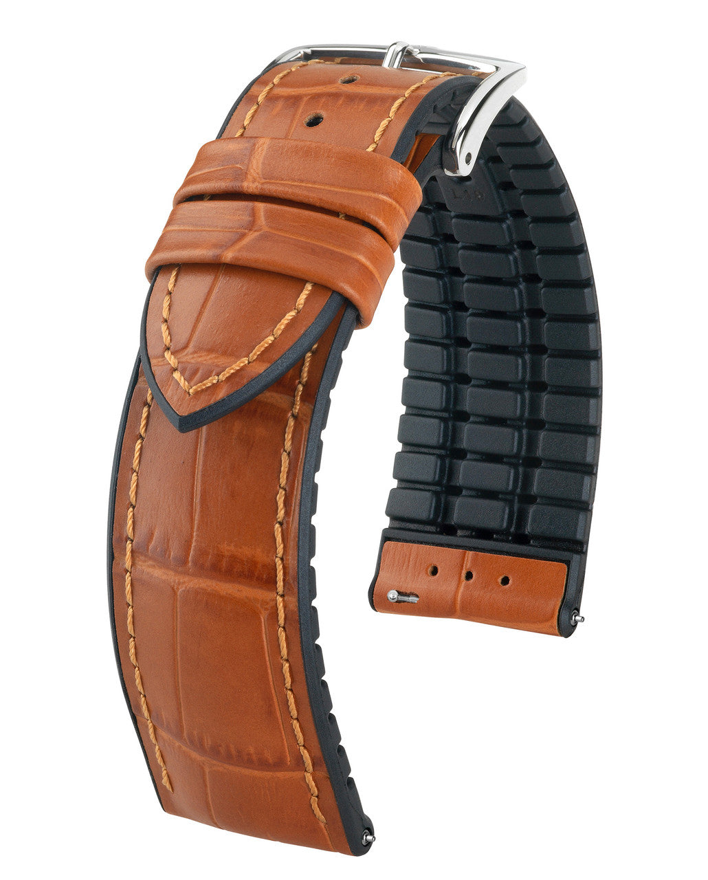 HIRSCH PAUL Performance Alligator Embossed Calfskin Watch Band 092 50 28 - Honey