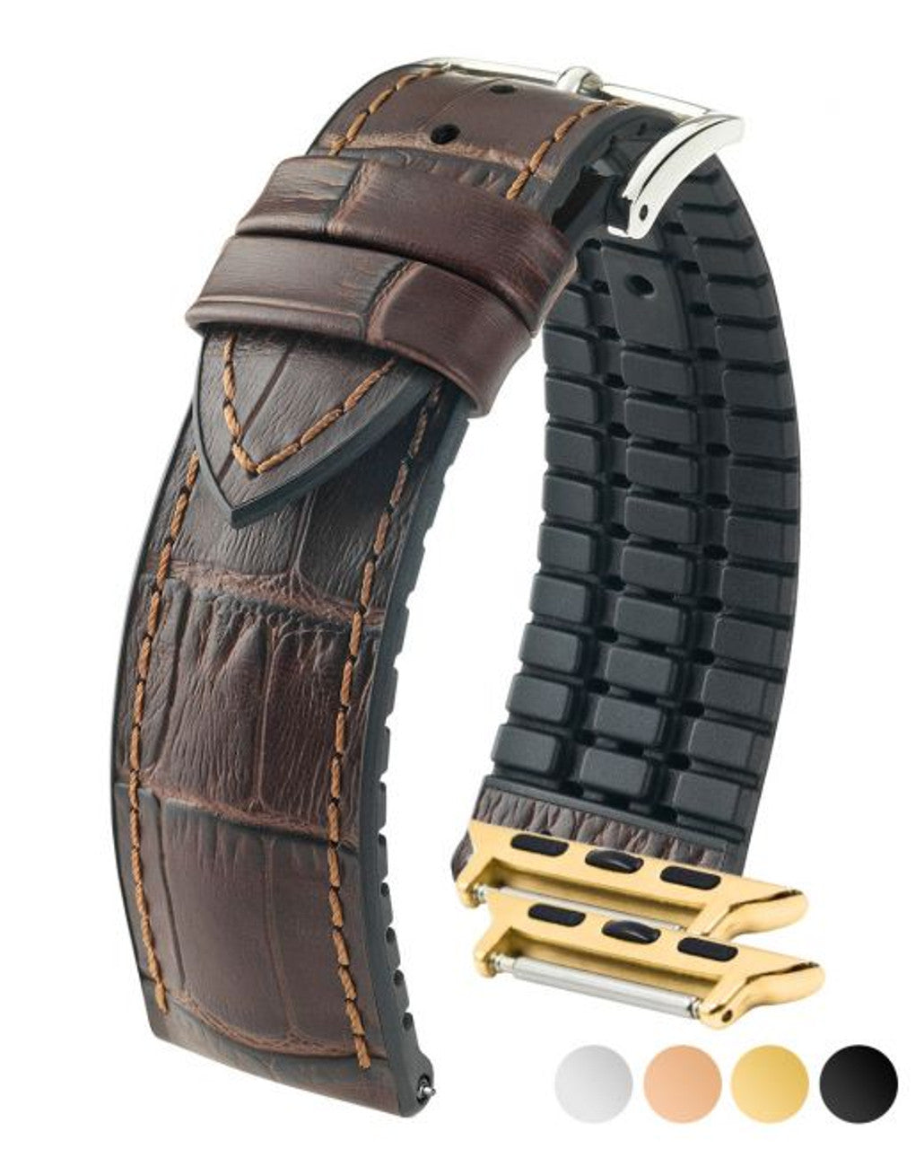 HIRSCH PAUL Performance Alligator Embossed Calfskin Watch Band 092 50 28 - Brown