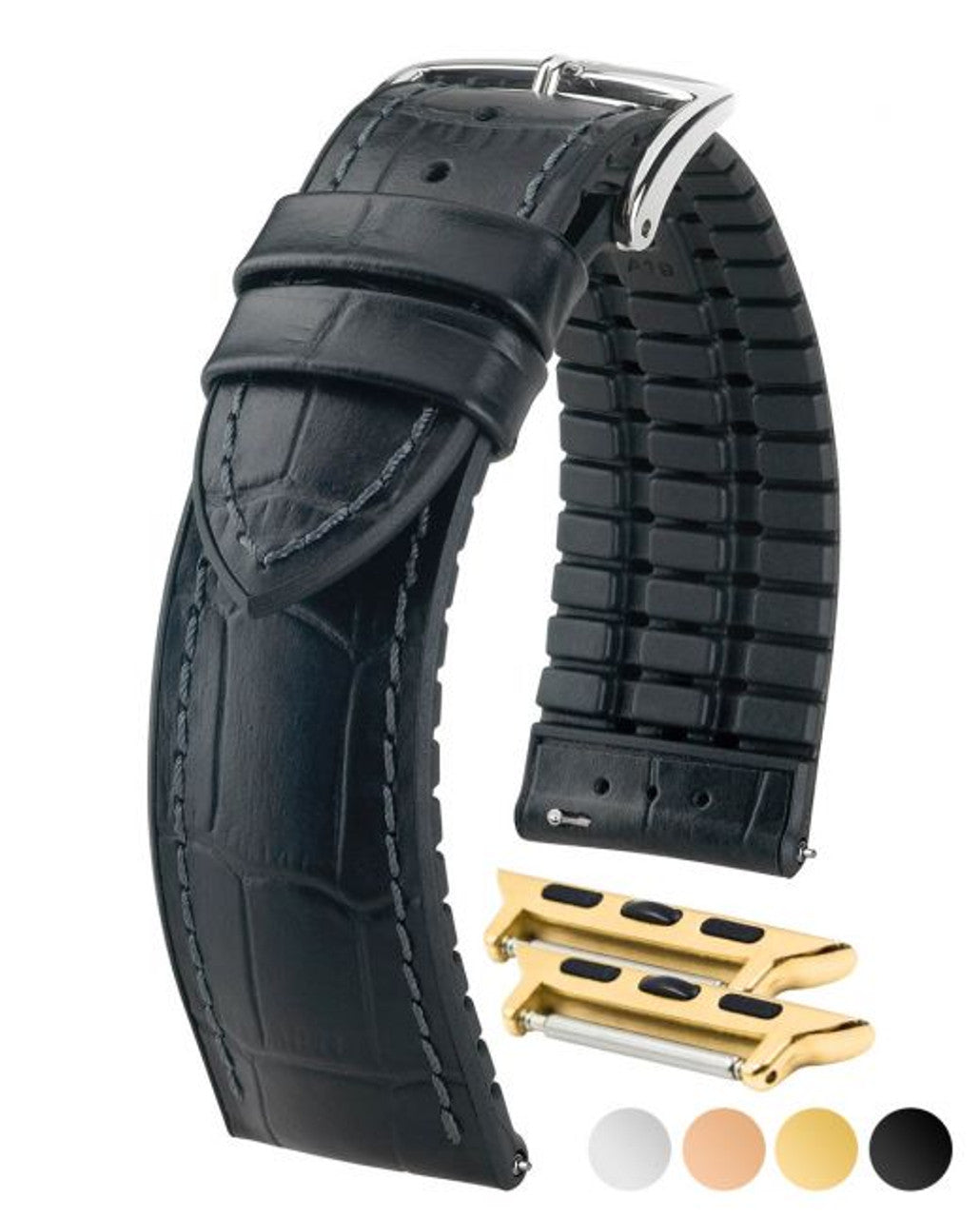 HIRSCH PAUL Performance Alligator Embossed Calfskin Watch Band 092 50 28 - Black