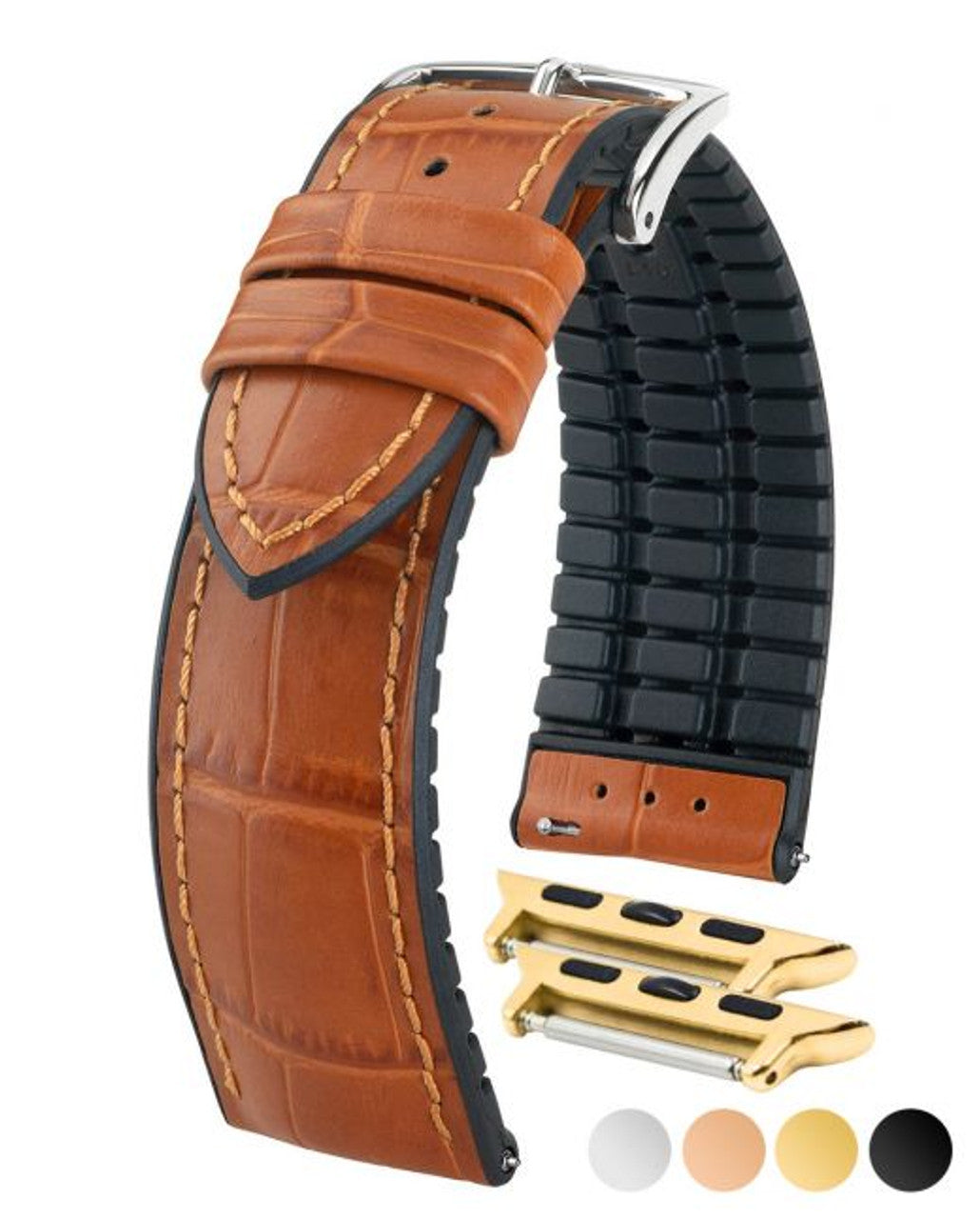 HIRSCH PAUL Performance Alligator Embossed Calfskin Watch Band 092 50 28 - Honey