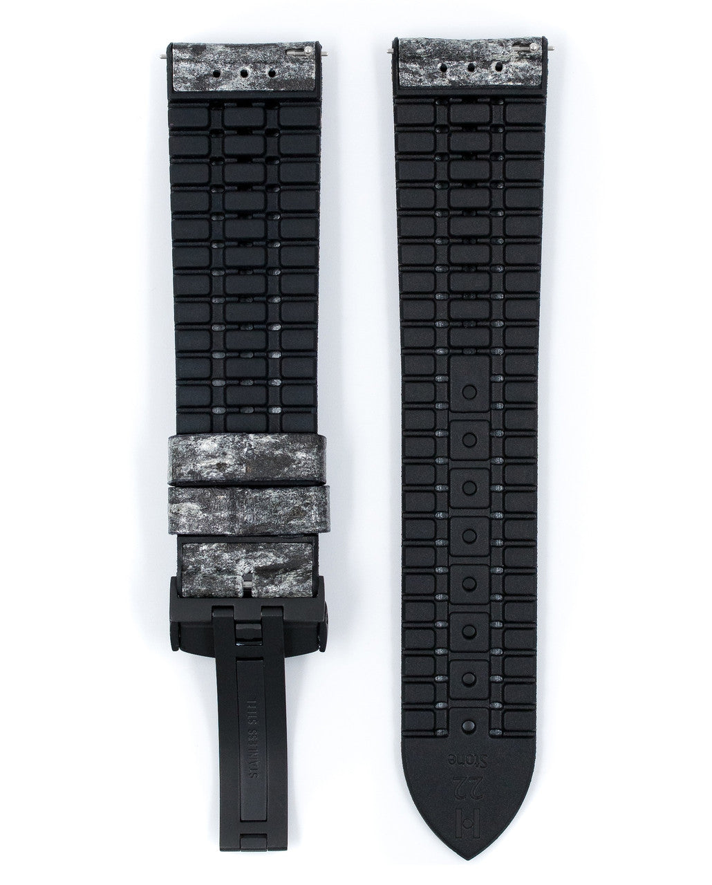 HIRSCH STONE Vegan Performance Watch Band 092 50 44 - Black w/Grey