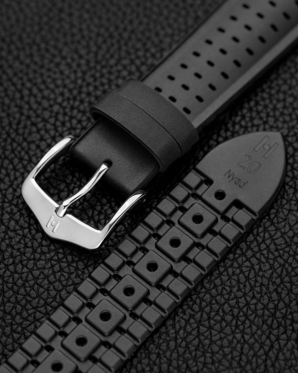 HIRSCH NYAD Premium Caoutchouc Watchband 092 XX 99 - Black