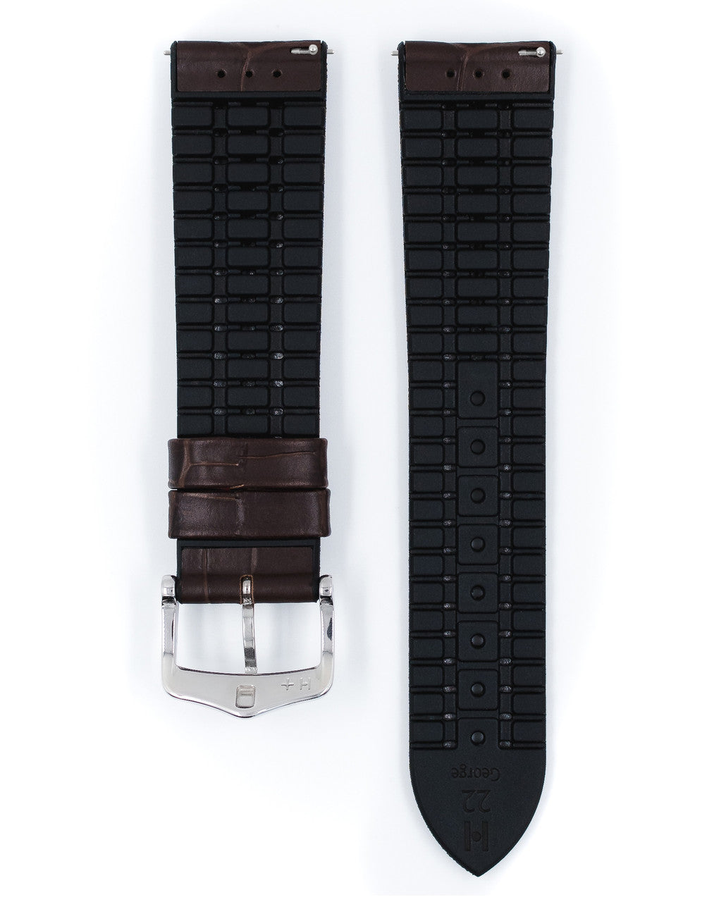 HIRSCH GEORGE Performance Alligator Embossed Calfskin Watch Band 092 51 28 - Brown