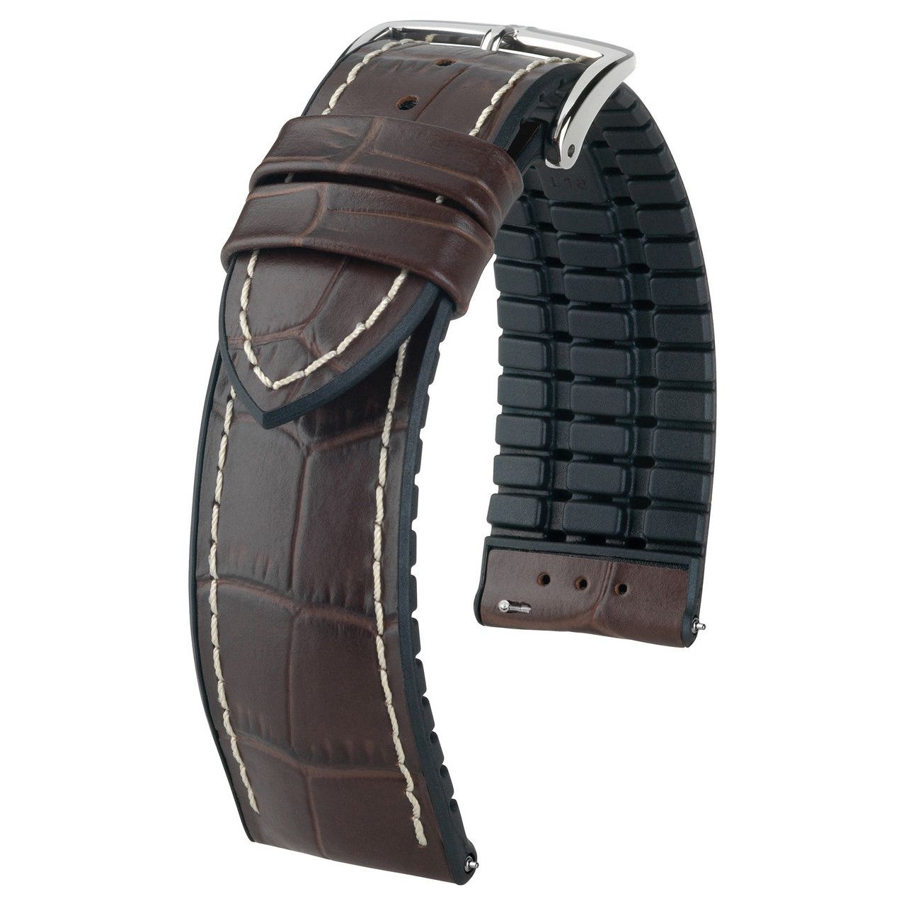 Brown HIRSCH GEORGE Performance Alligator Embossed Calfskin Watch Band 092 51 28