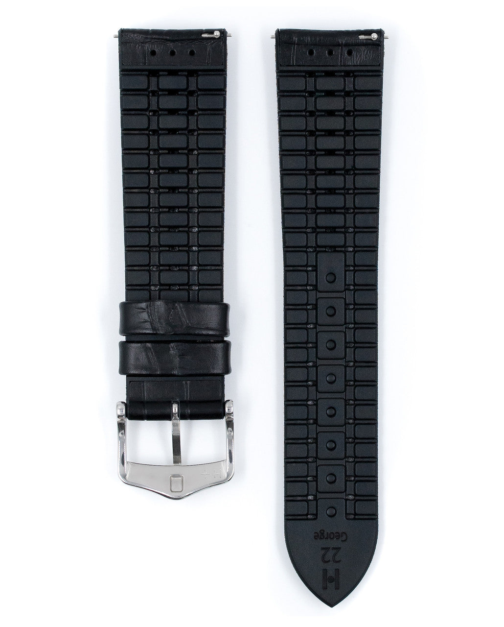 HIRSCH GEORGE Performance Alligator Embossed Calfskin Watch Band 092 51 28 - Black