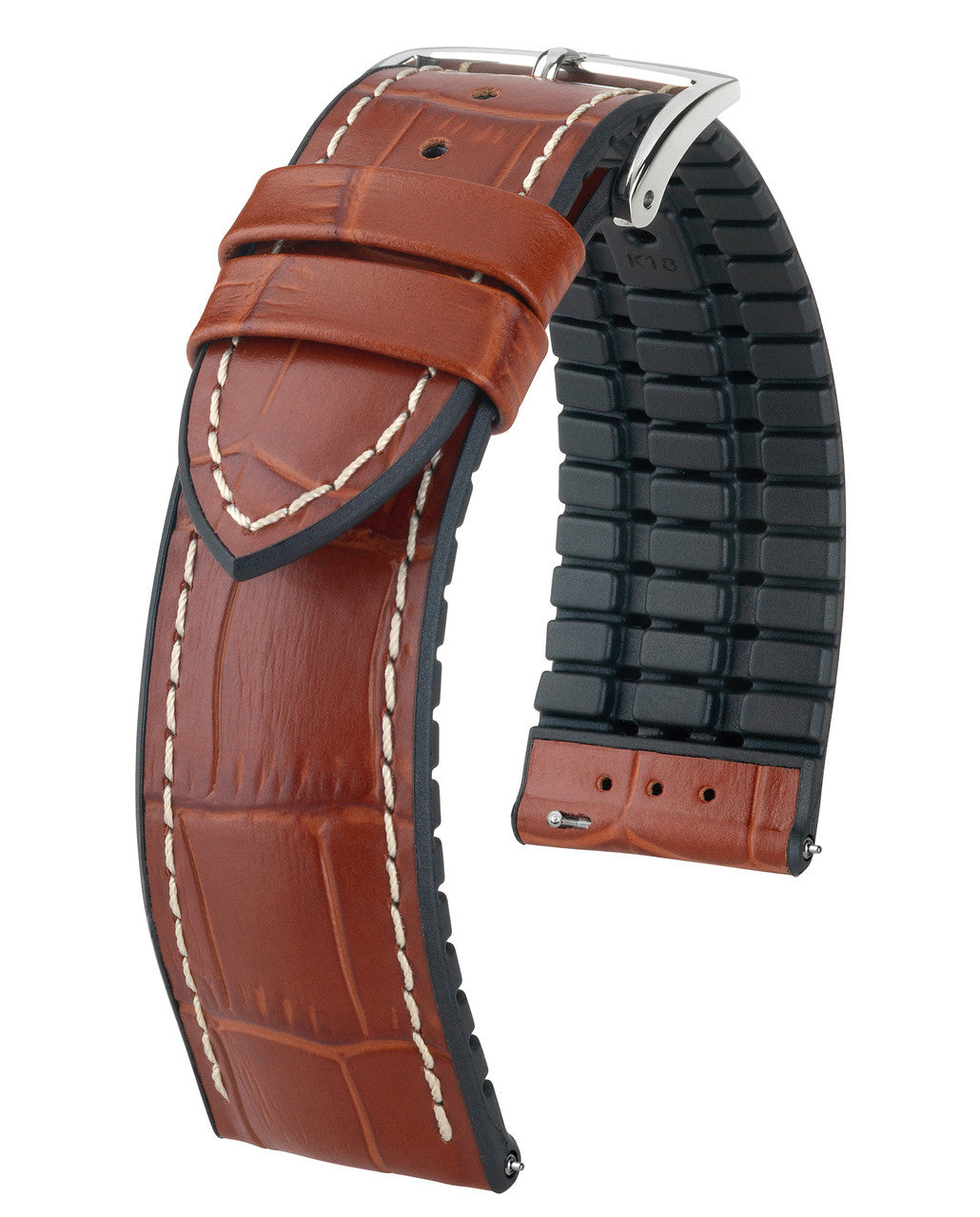 HIRSCH GEORGE Performance Alligator Embossed Calfskin Watch Band 092 51 28 - Gold Brown