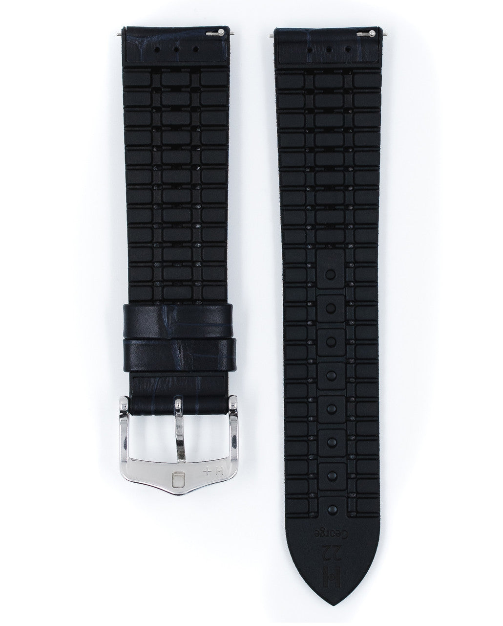 HIRSCH GEORGE Performance Alligator Embossed Calfskin Watch Band 092 51 28 - Blue