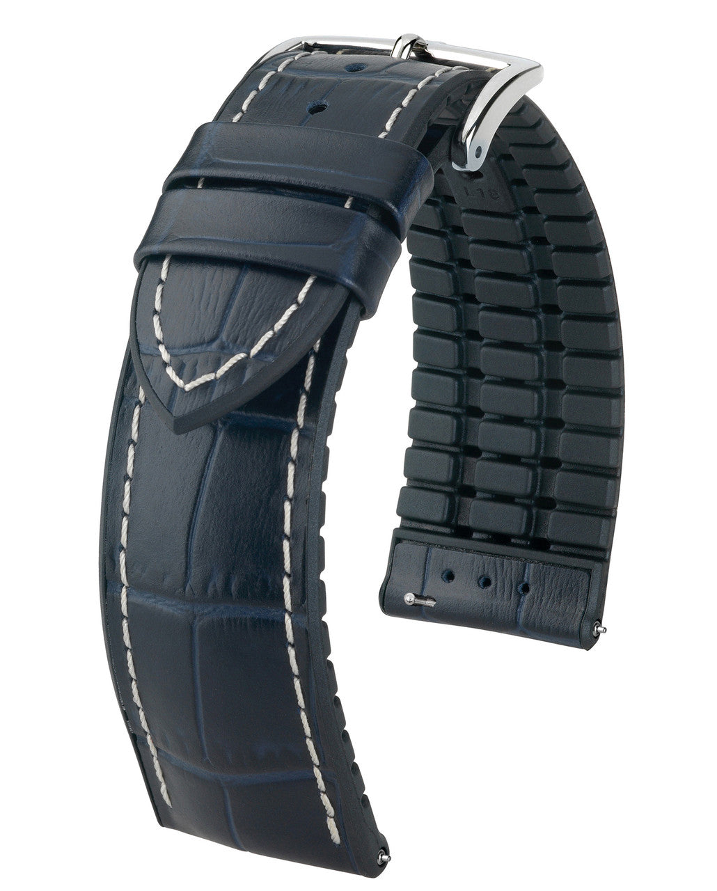 HIRSCH GEORGE Performance Alligator Embossed Calfskin Watch Band 092 51 28 - Blue