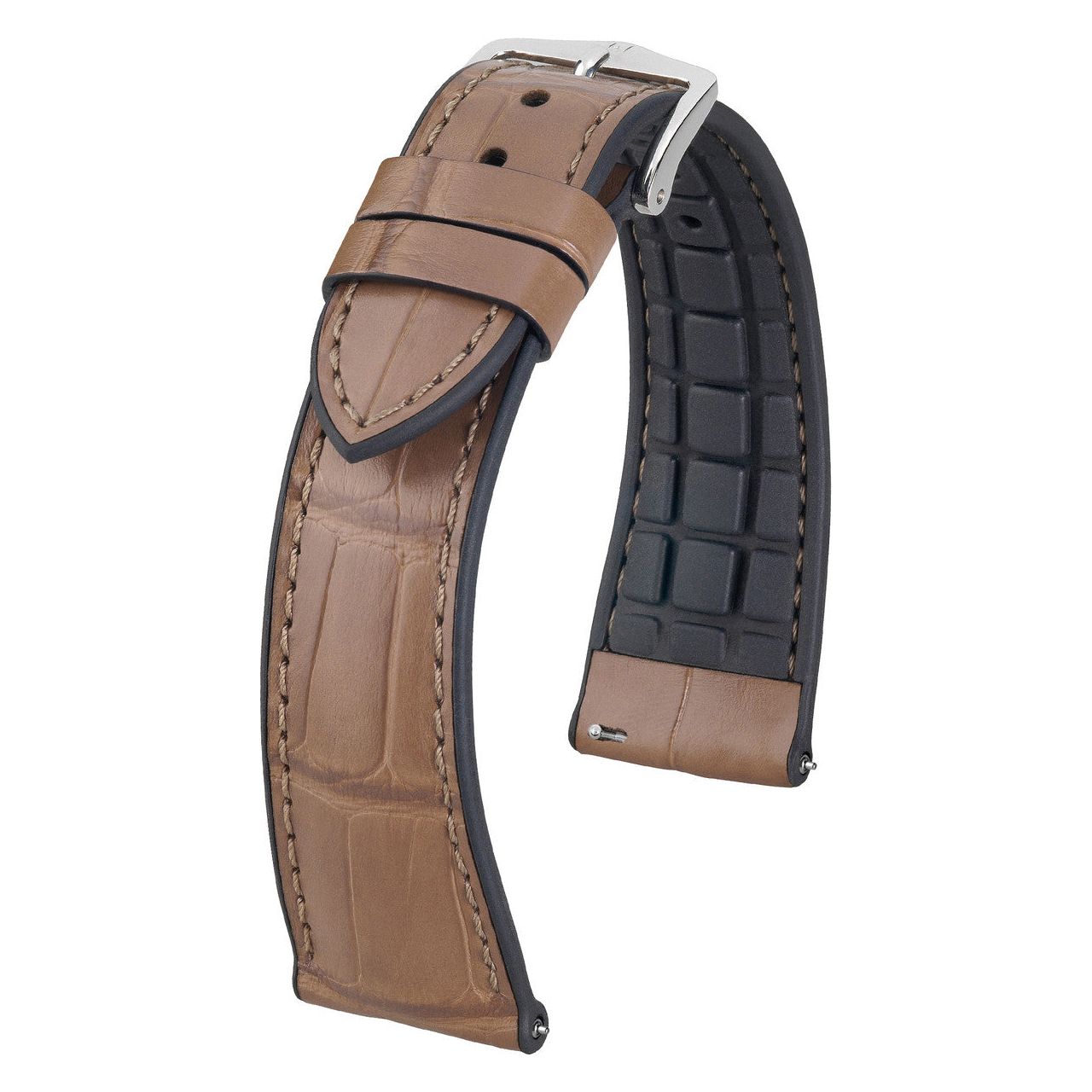 Grey HIRSCH IAN Genuine Alligator Performance Watchband 093 50 07