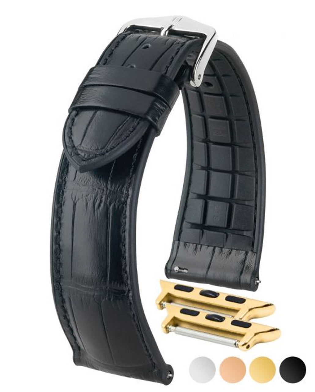 HIRSCH IAN Genuine Alligator Performance Watchband 093 50 07 - Black