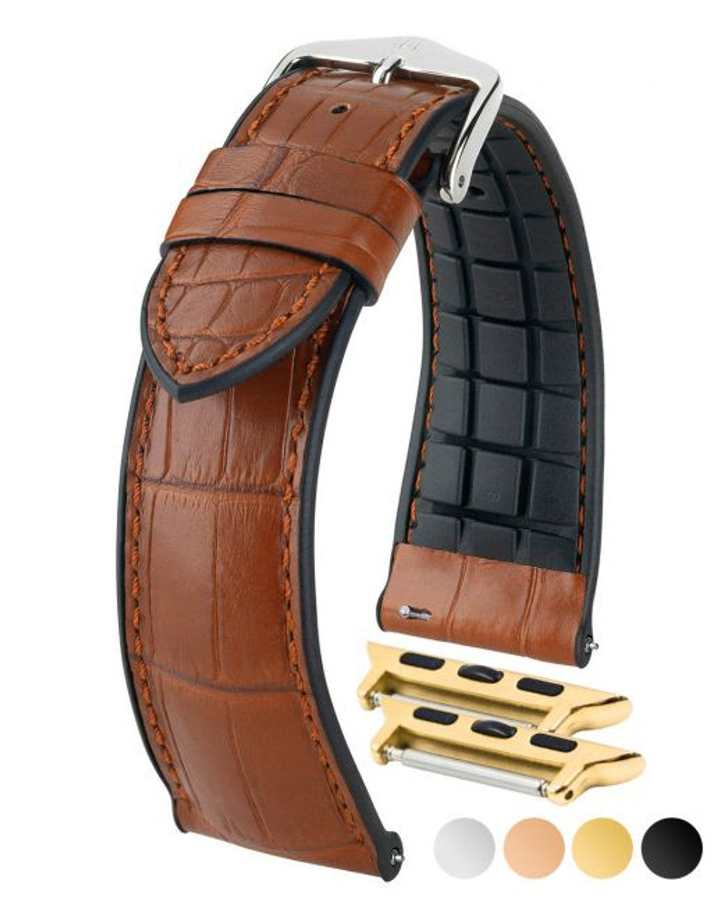 HIRSCH IAN Genuine Alligator Performance Watchband 093 50 07 - Gold Brown