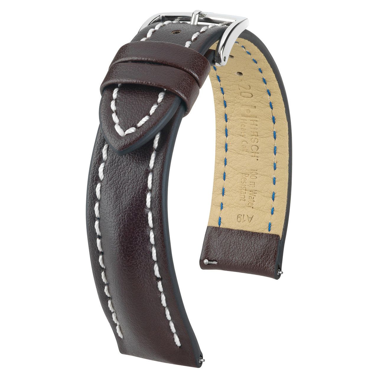 Brown HIRSCH HEAVY CALF Water &amp; Scratch Resistant Calfskin Watch Band 014 75