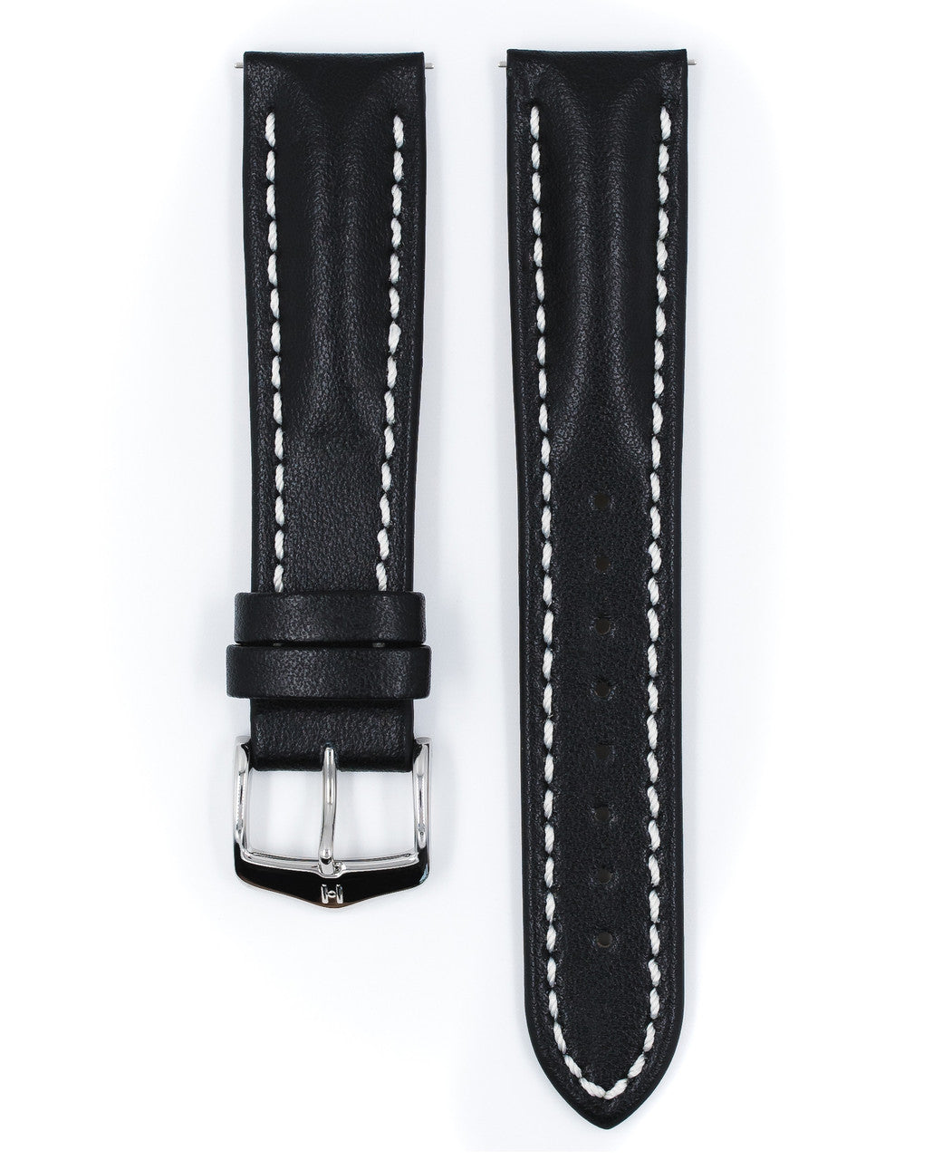 HIRSCH HEAVY CALF Water &amp; Scratch Resistant Calfskin Watch Band 014 75 - Black