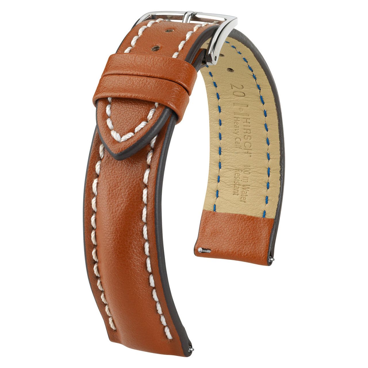 Gold Brown HIRSCH HEAVY CALF Water &amp; Scratch Resistant Calfskin Watch Band 014 75