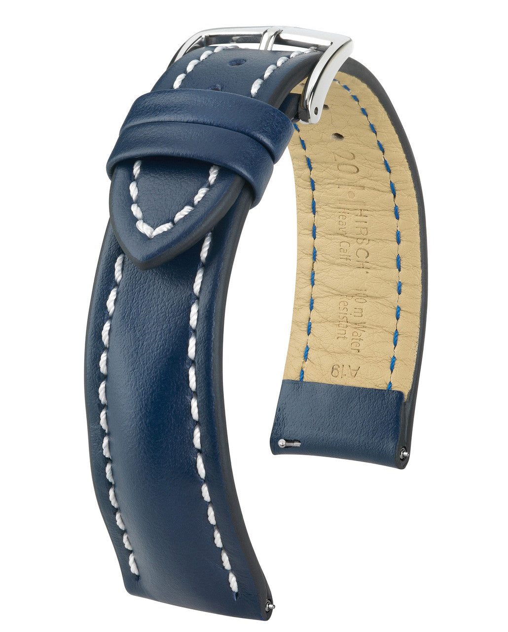 HIRSCH HEAVY CALF Water &amp; Scratch Resistant Calfskin Watch Band, 22mm only 024 75 - Blue