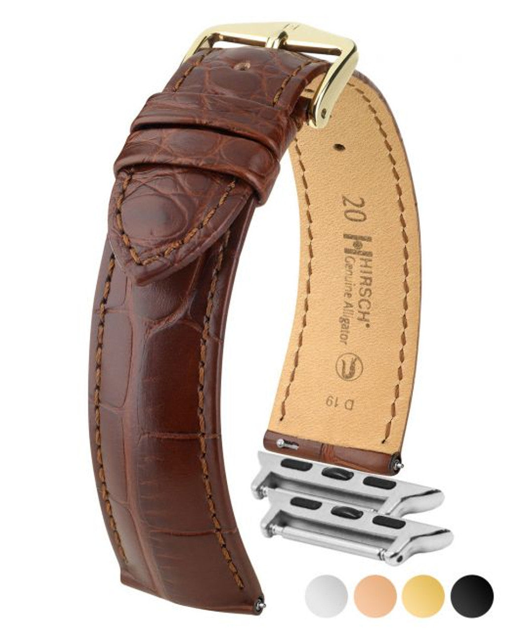 HIRSCH GENUINE ALLIGATOR Matte Watch Band 1022 07 - Brown