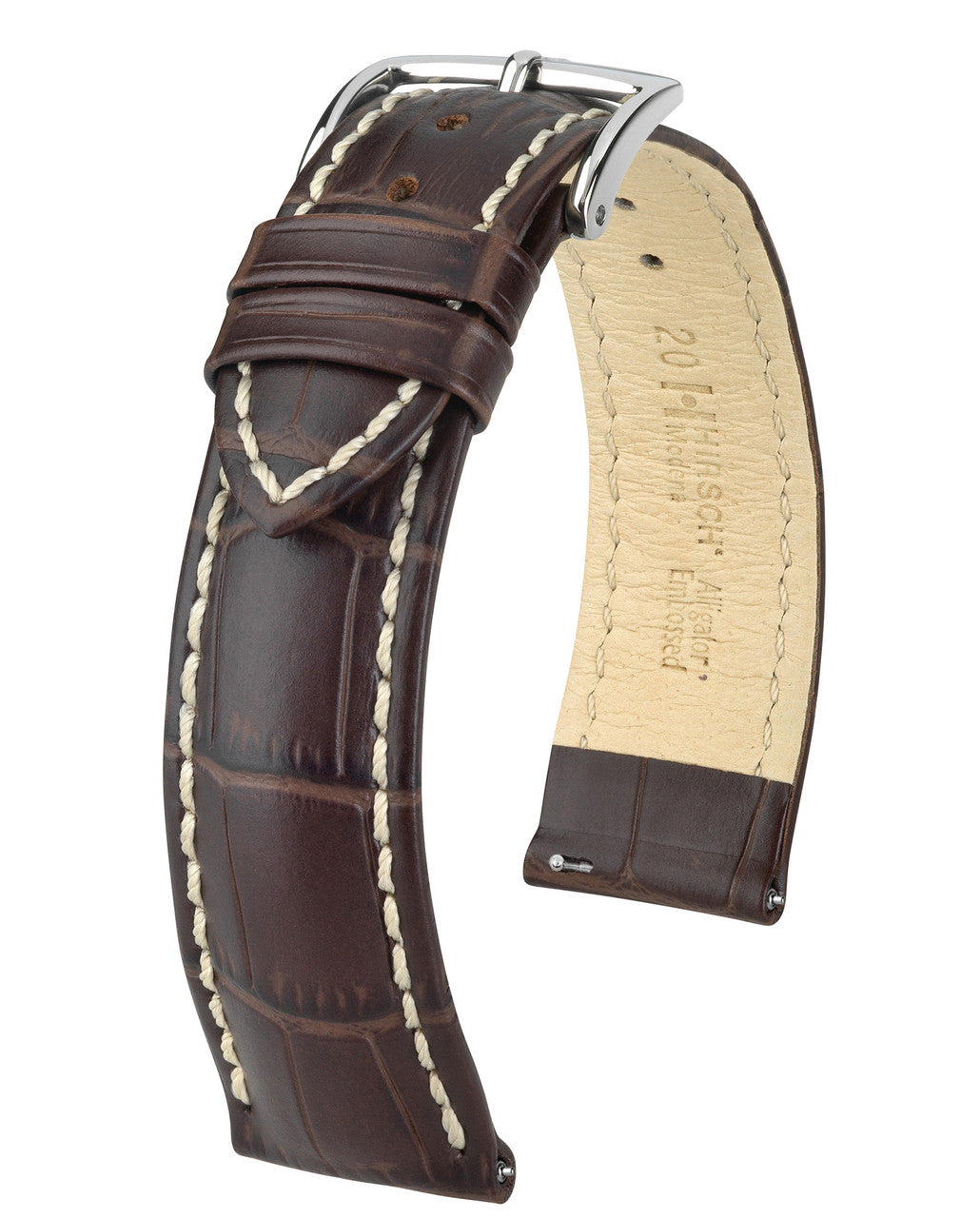 Hirsch MODENA Alligator Embossed Calfskin Watch Band - Brown