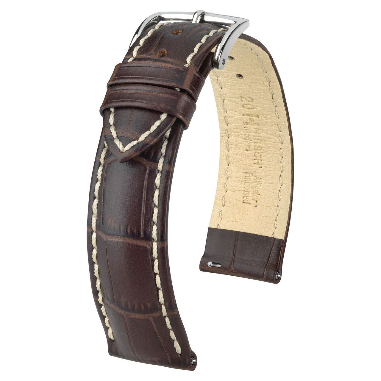 Brown HIRSCH MODENA Alligator Embossed Calfskin Watch Band 1030 28