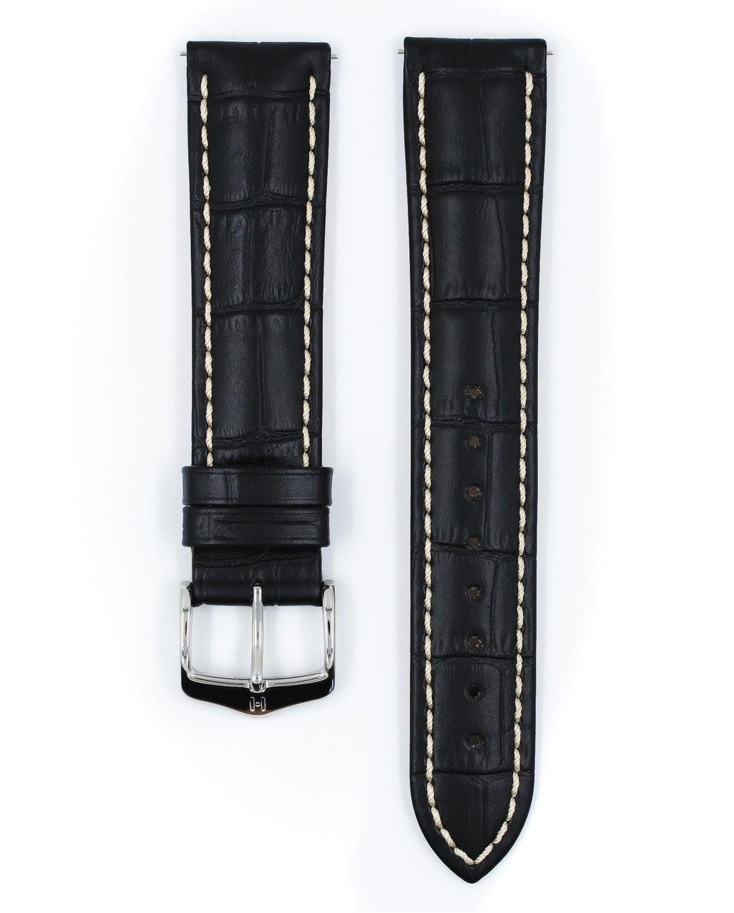 HIRSCH MODENA Alligator Embossed Calfskin Watch Band 1030 28 - Black